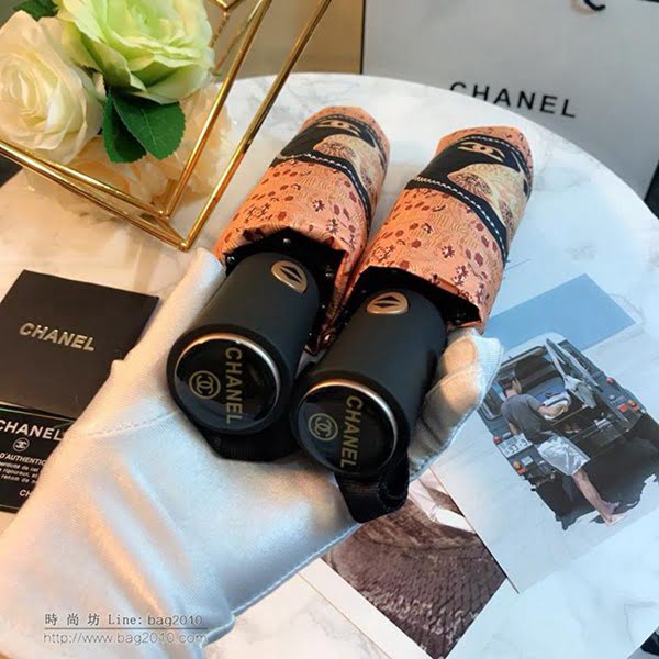 CHANEL香奈兒傘 維納斯的愛鳥 貓頭鷹圖案 全自動折疊晴雨傘   zm1020
